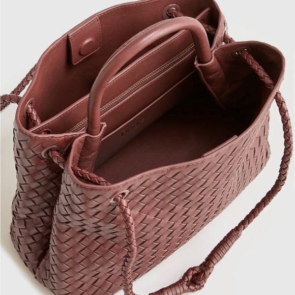 Quince Woven Leather Shoulder Bag - Mauve - Picture 8 of 9